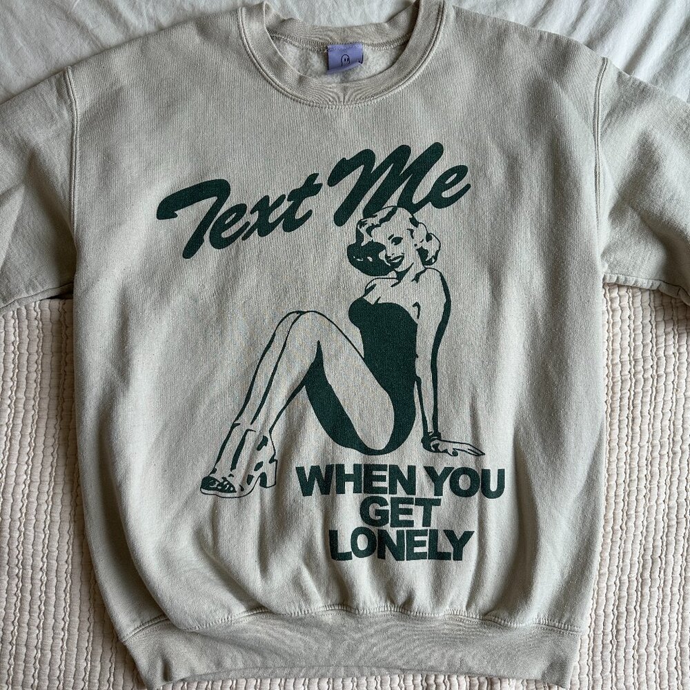 Lonely Ghost Text Me When You Get Lonely Crewneck Sweatshirt | Cream |  Medium